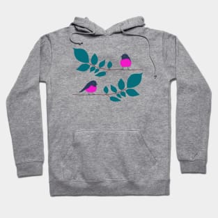 Pink robin on a tree branch Hoodie